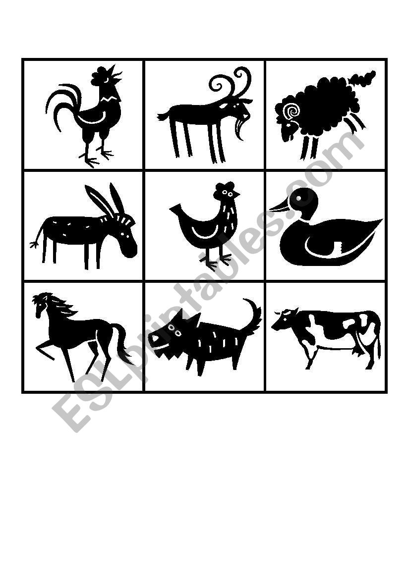 Farm Animal BIngo C worksheet