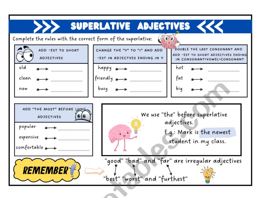 Superlative rules activity worksheet