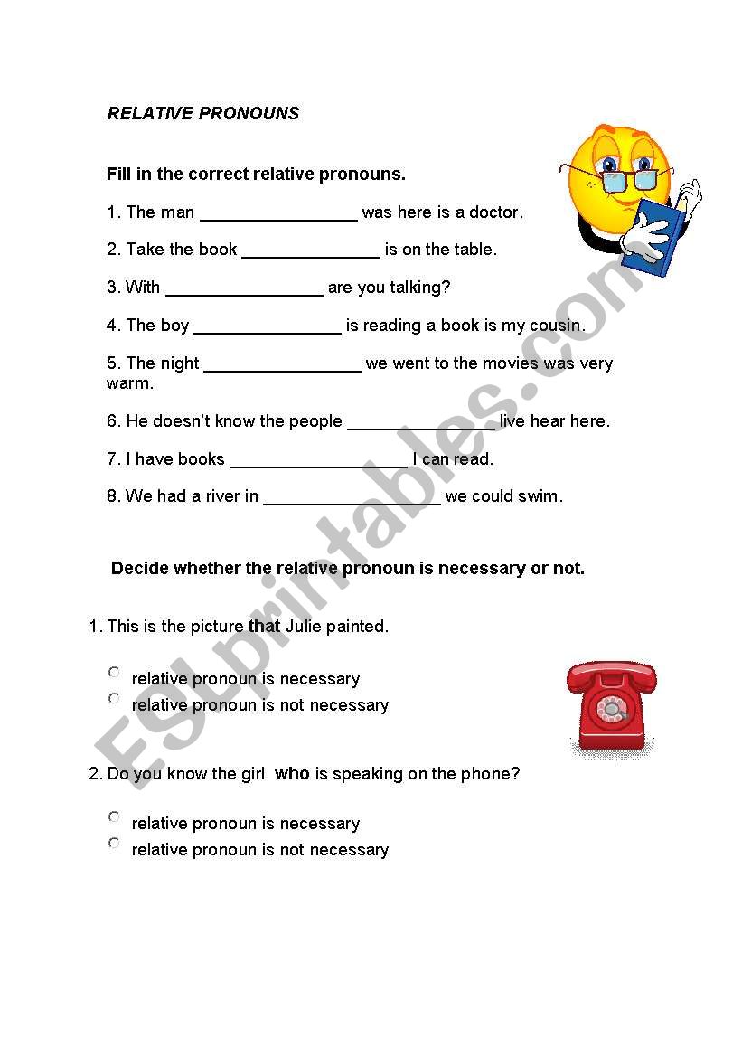 RELATIVE PRONOUNS worksheet