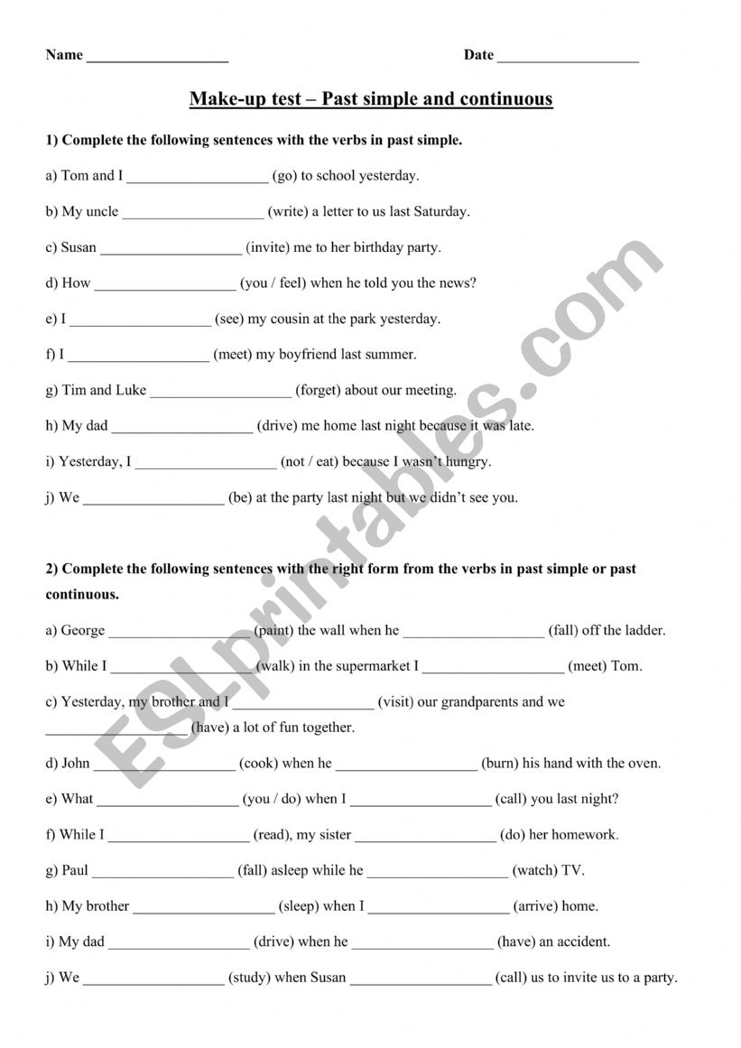 Simple past and past continuous 2