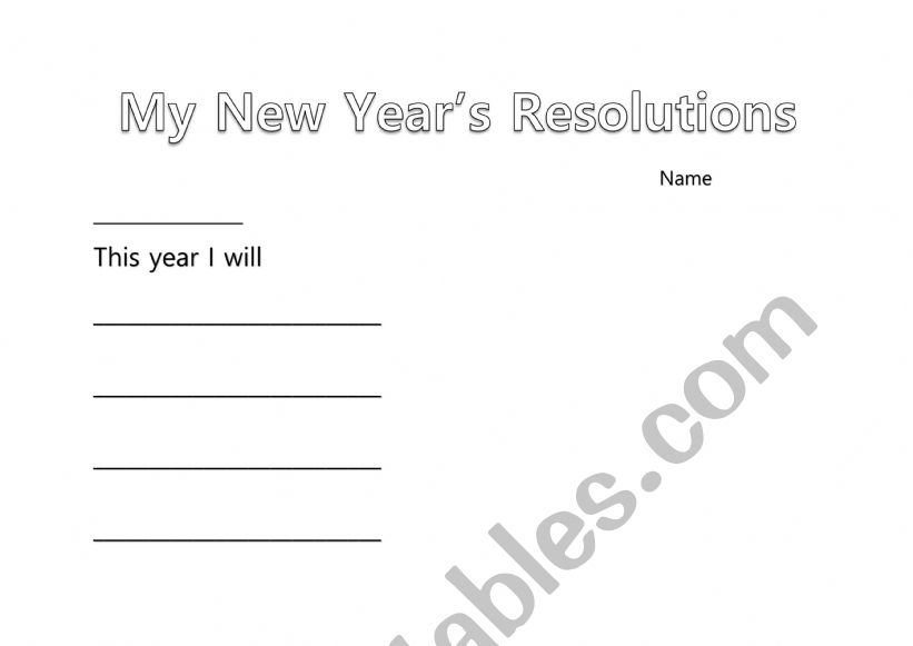 New year�s resolution worksheet