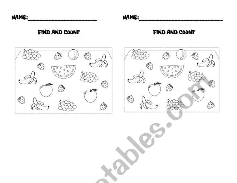 Fruits by number worksheet