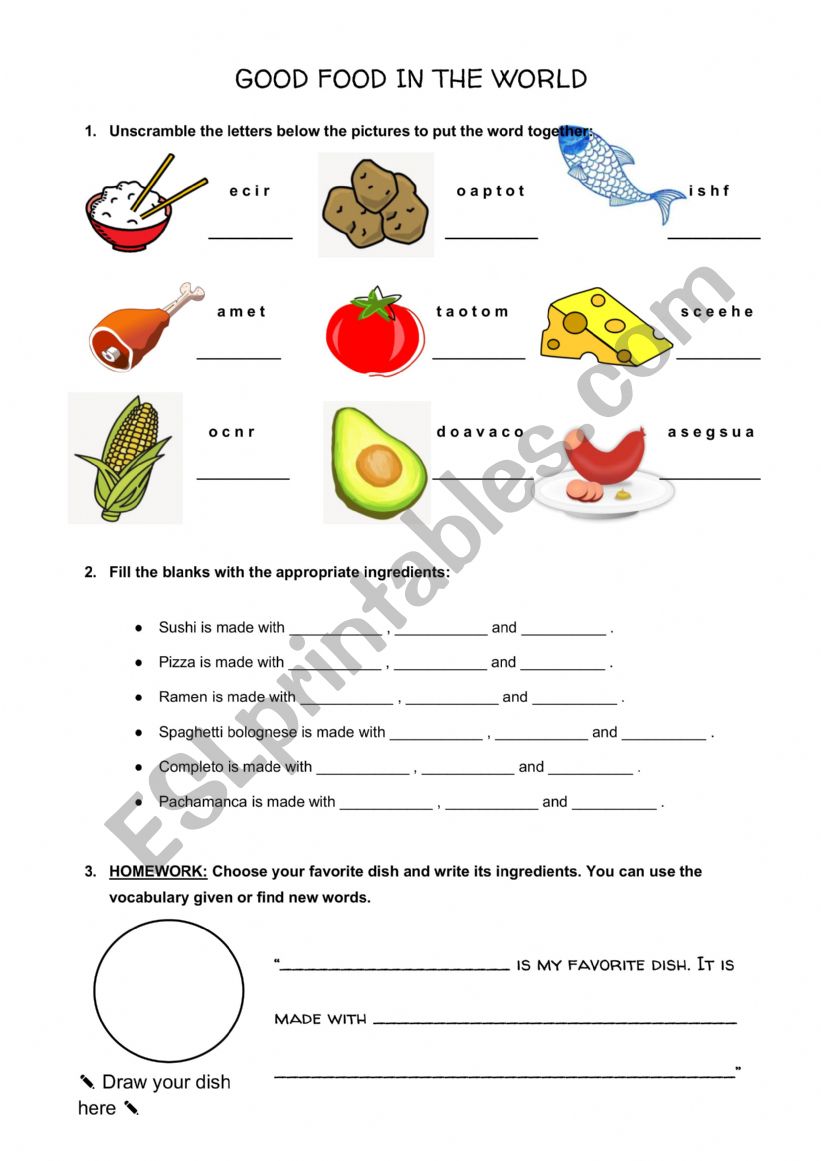 Good food in the World worksheet