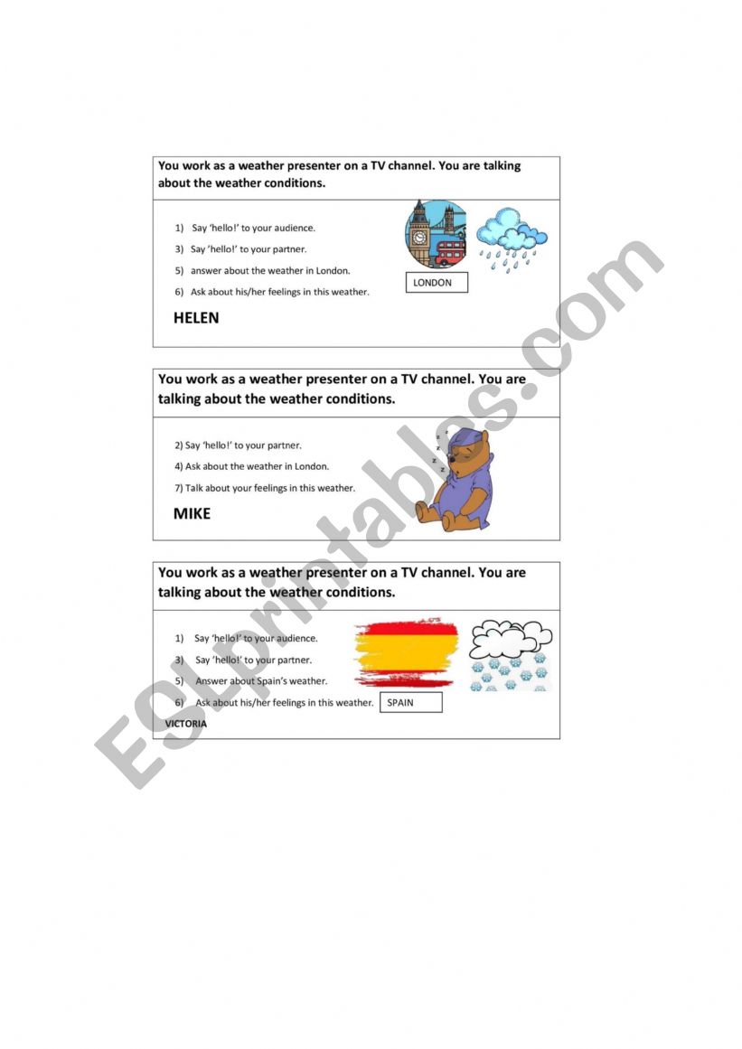 The weather - Role play worksheet