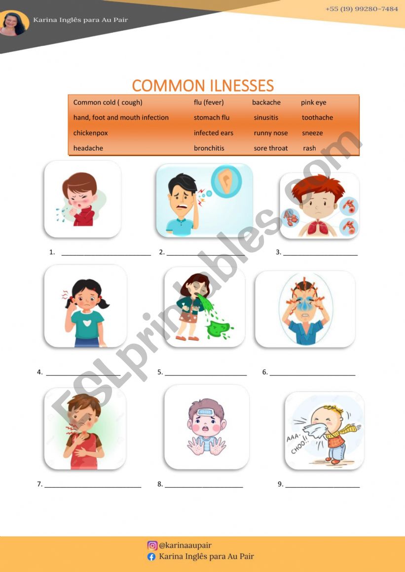 Diseases worksheet