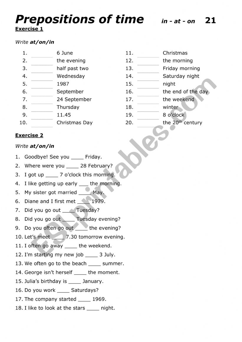 prepositions of place worksheet