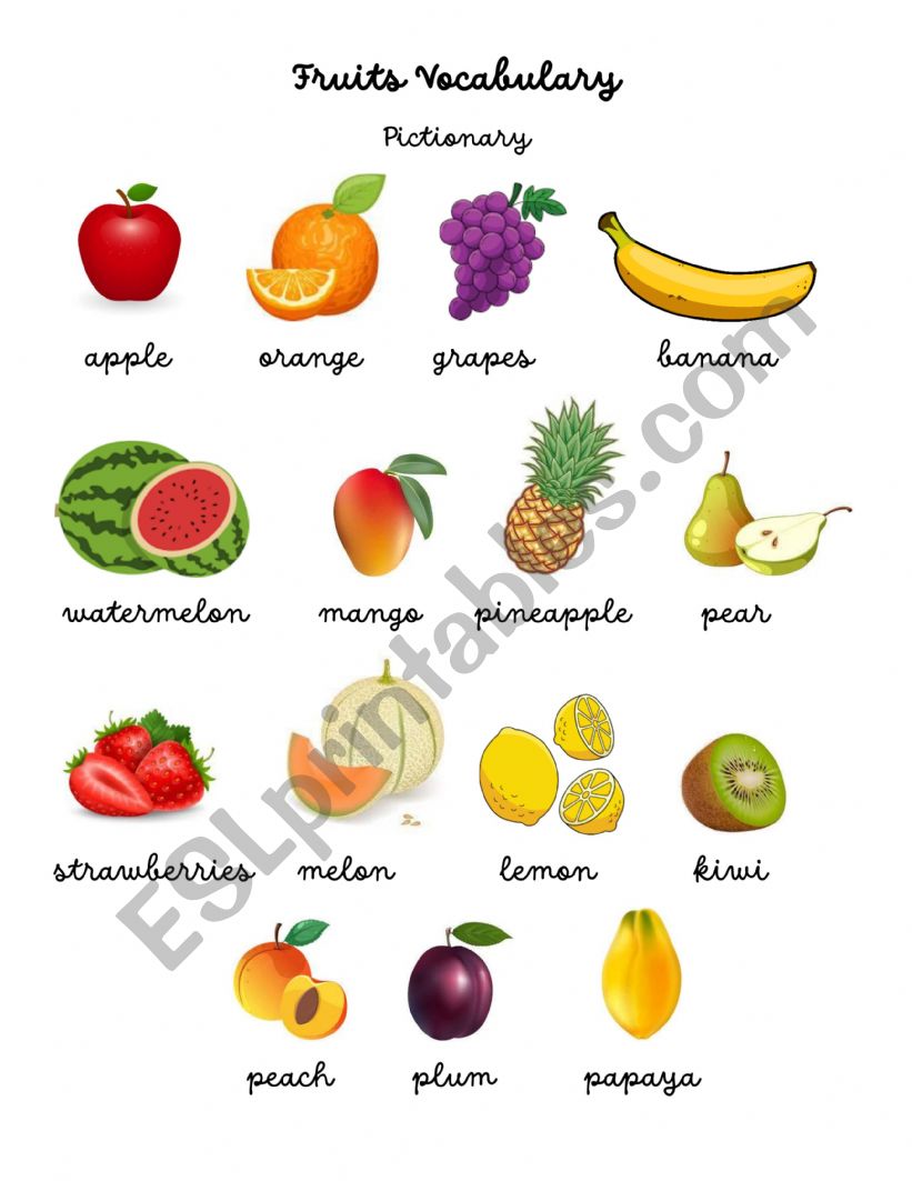 Fruits Vocabulary worksheet