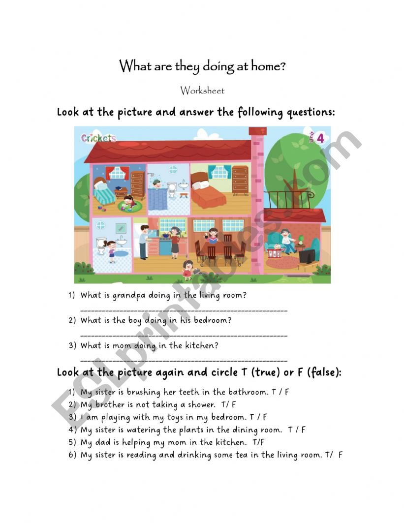 What are they doing at home? worksheet