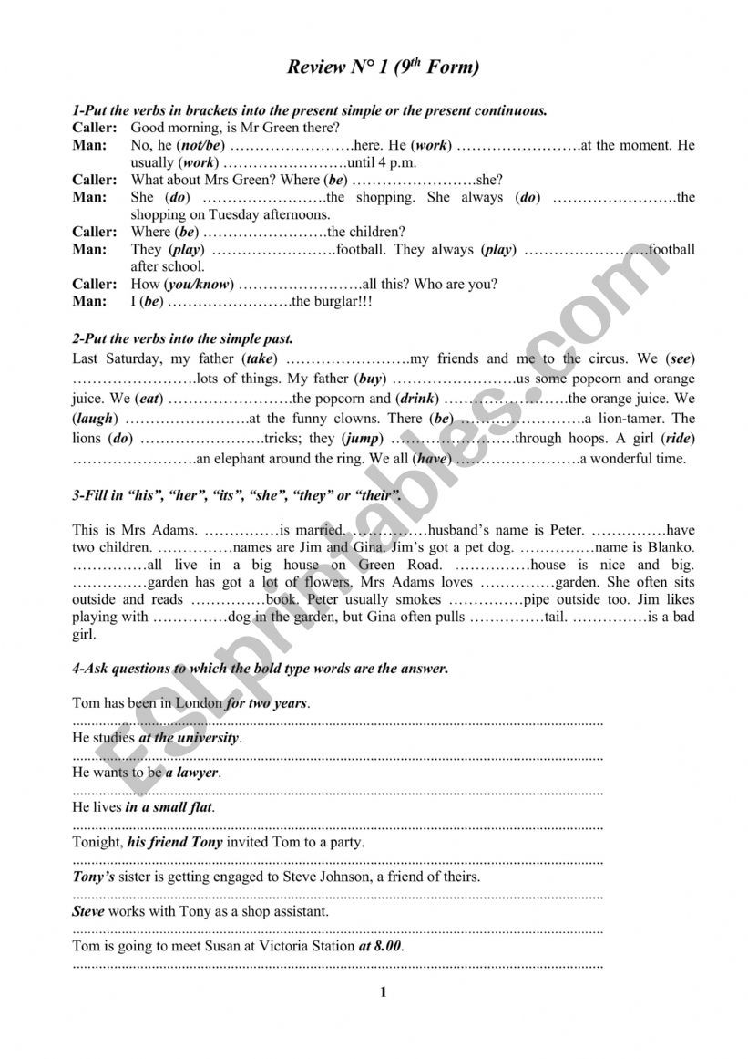 9 Form Review New ESL worksheet by ftouh
