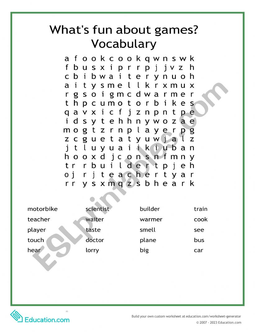 What�s fun about games - vocabulary