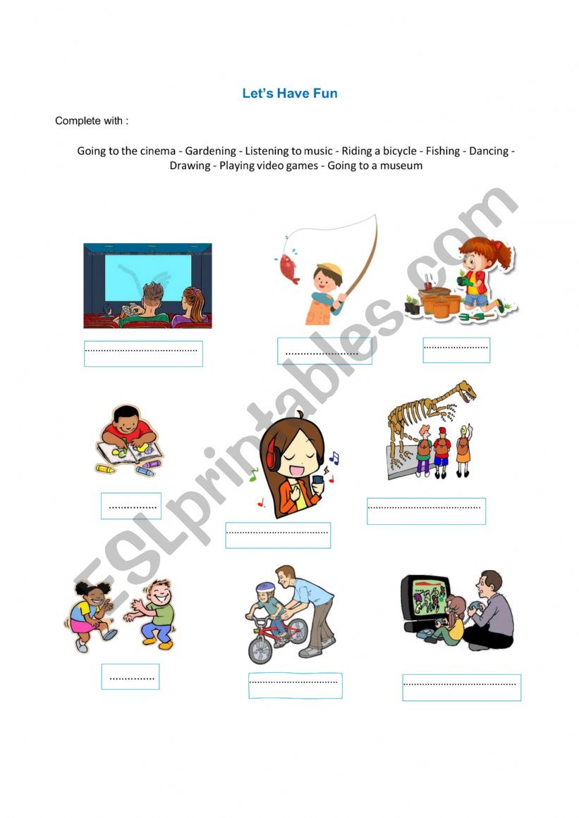 Let�s have fun worksheet