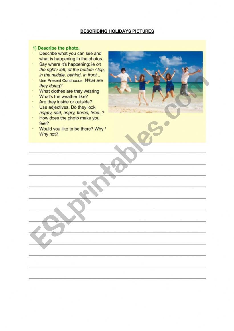 holidays writing worksheet