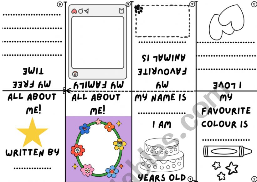 All about me - mini book worksheet