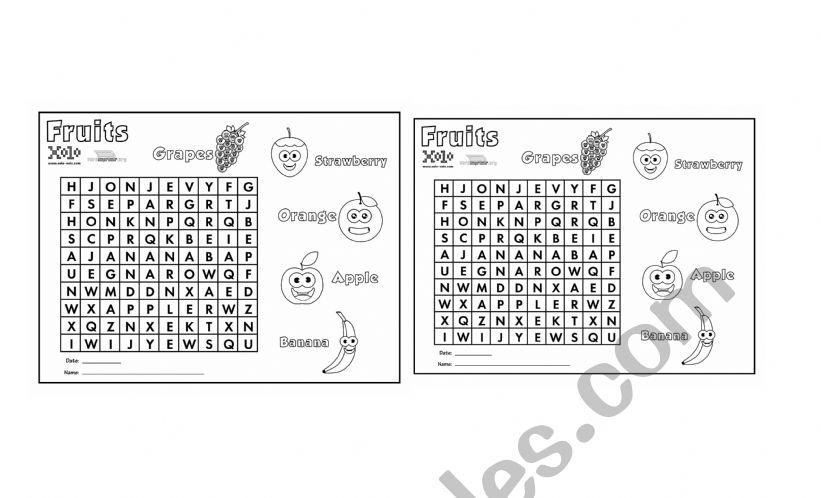 Fruits worksheet