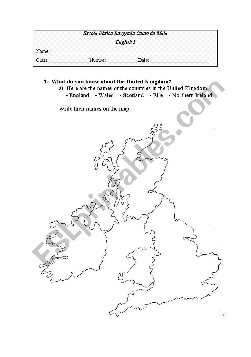 The United Kingdom worksheet