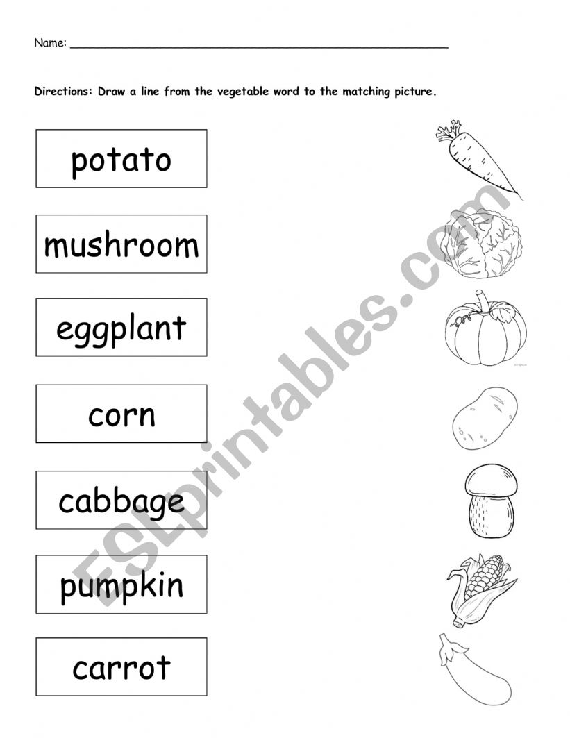 Veggies worksheet