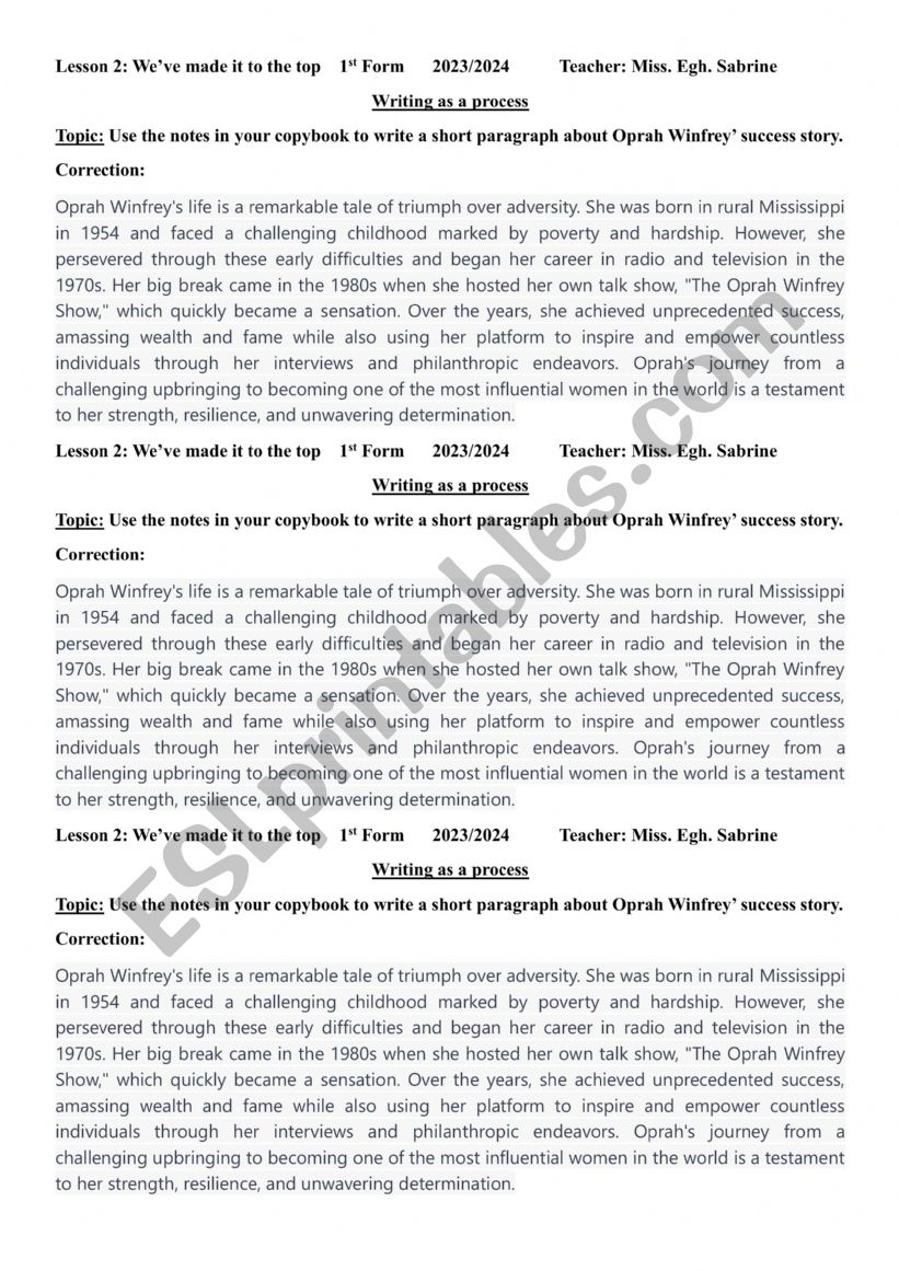 1st Form Tunisian Pupils Lesson 2 Writing as a process 