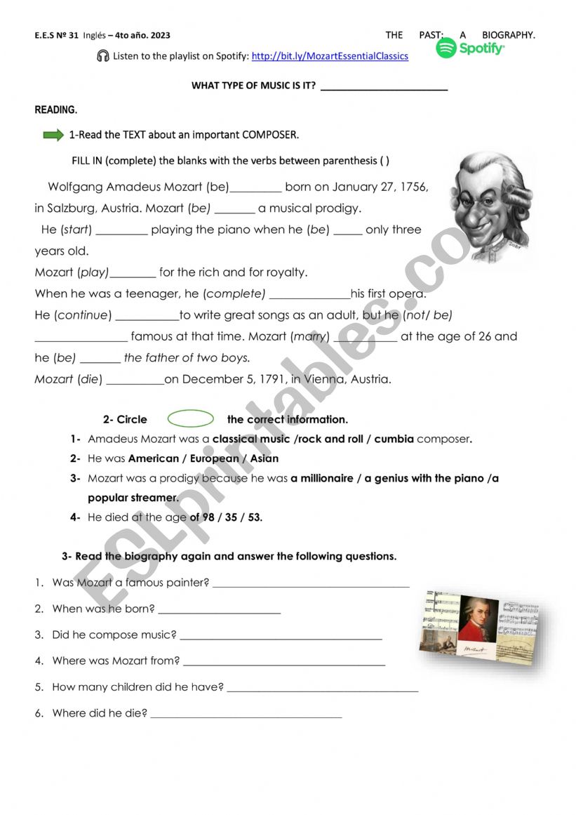 PAST SIMPLE.- BIOGRAPHIES. worksheet