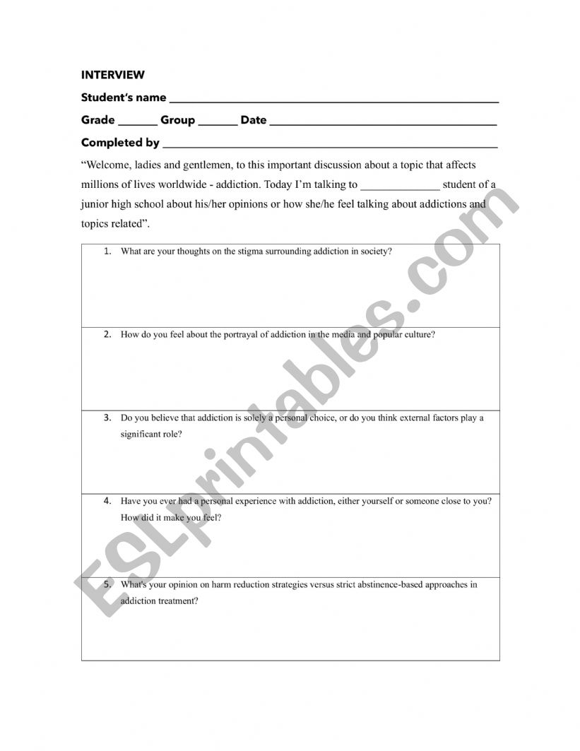 Interview worksheet