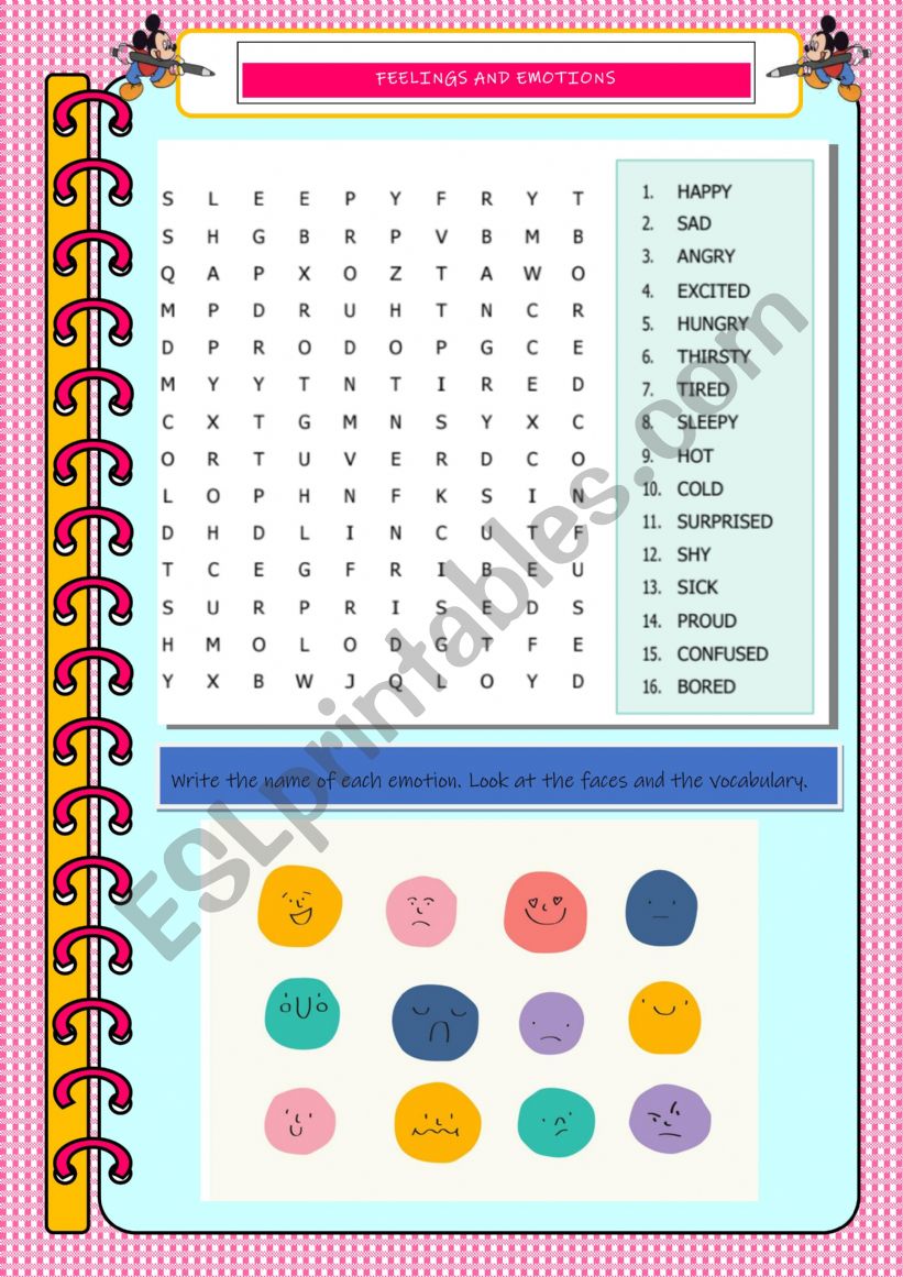 FEELINGS AND EMOTIONS worksheet