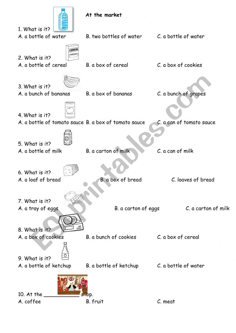 zat the market worksheet