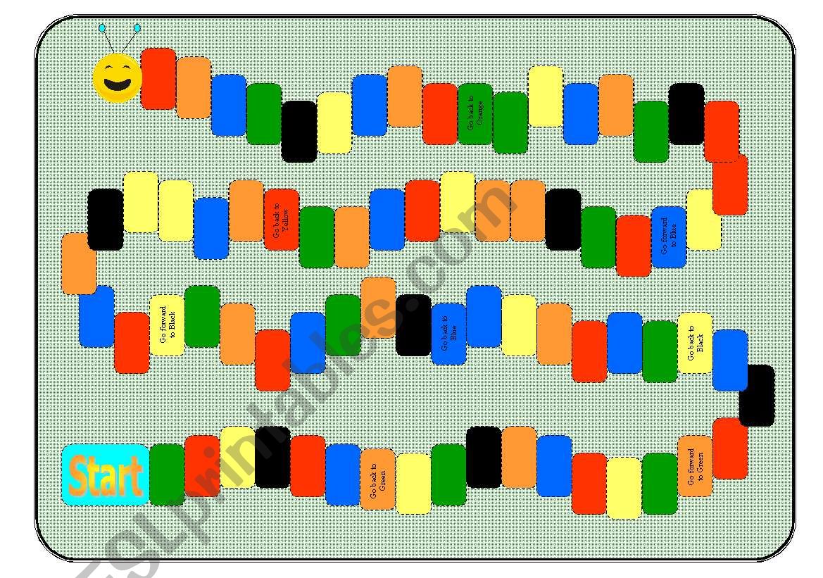 Color Worm (Board Game) worksheet Color Worm (Board Game) worksheet