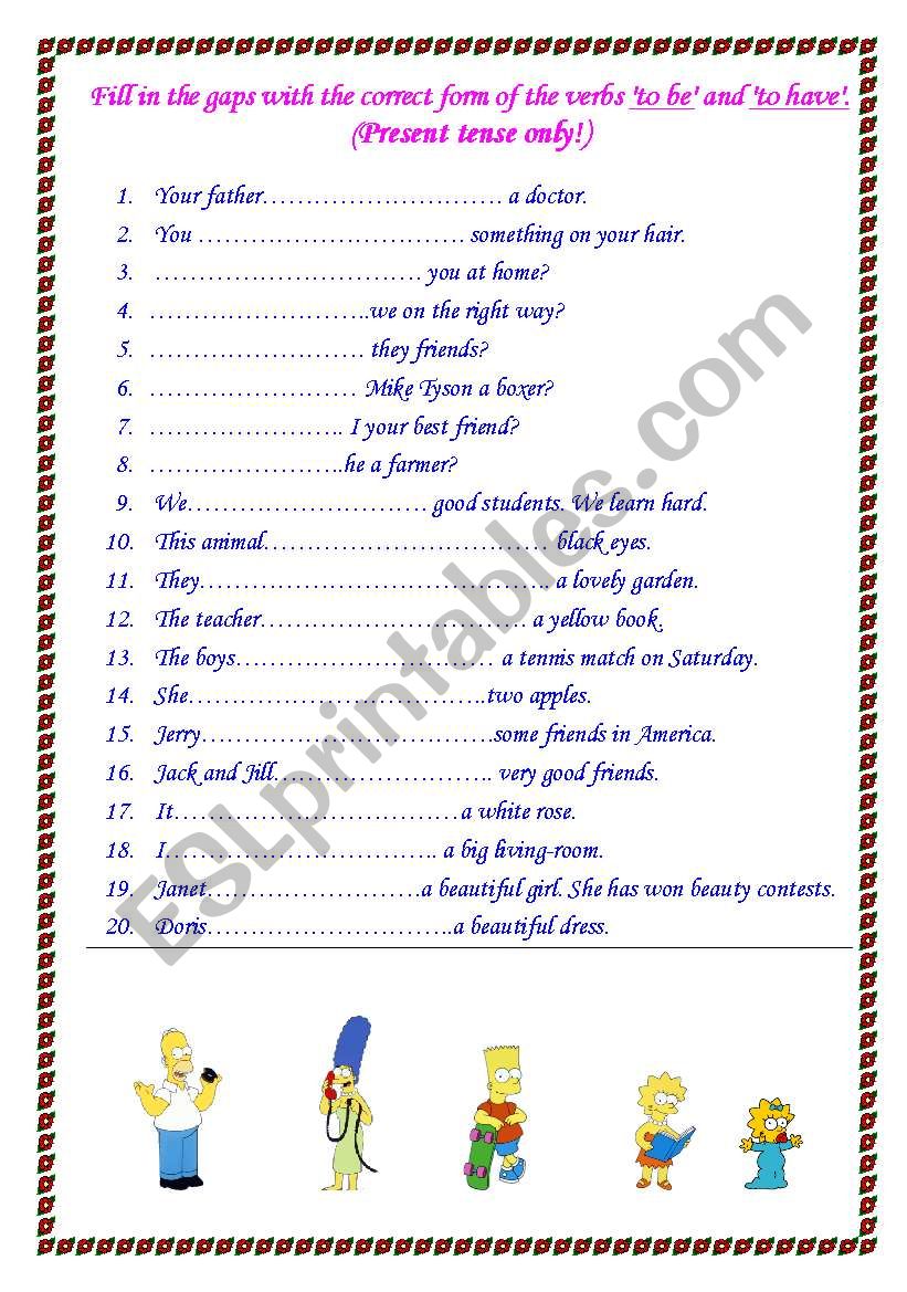 Verb to Be & Verb to Have Worksheet