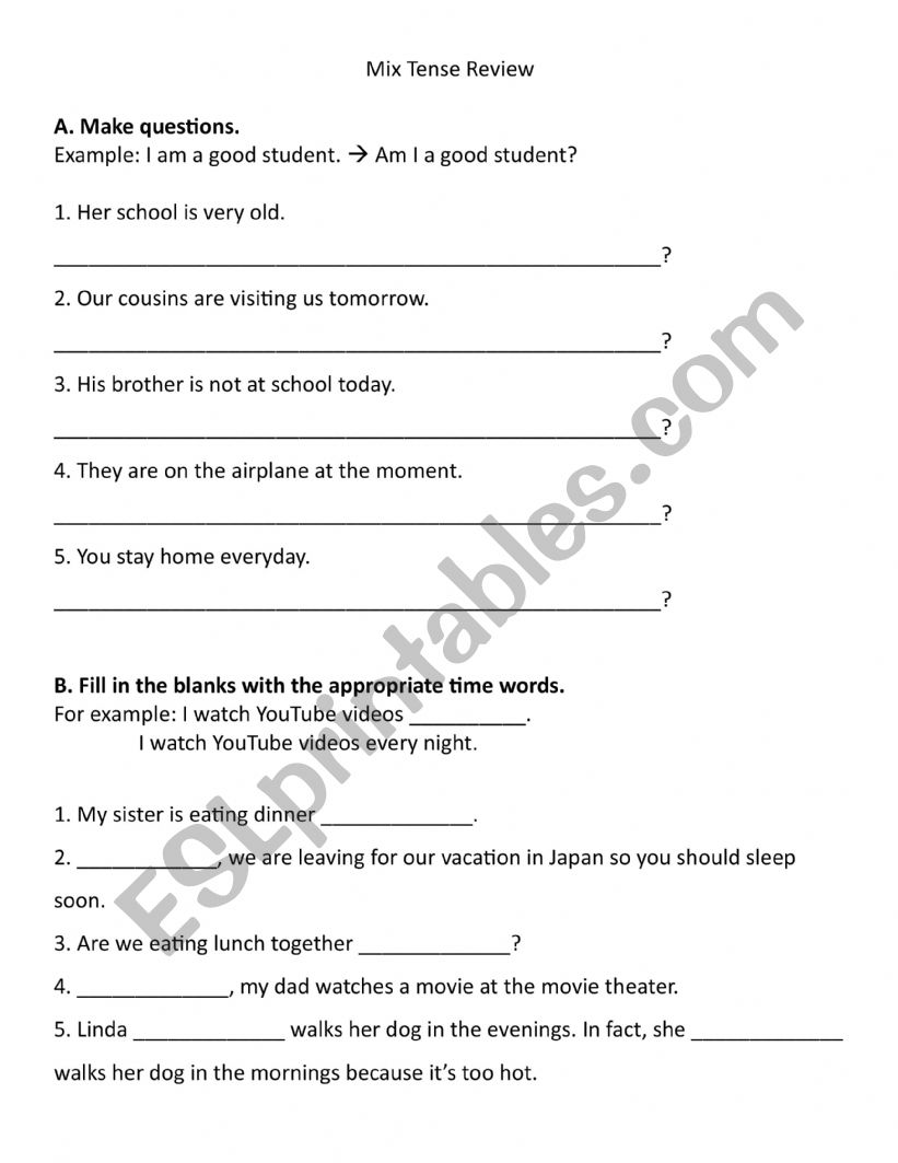 simple present, simple past, present continuous, past continuous mix ...