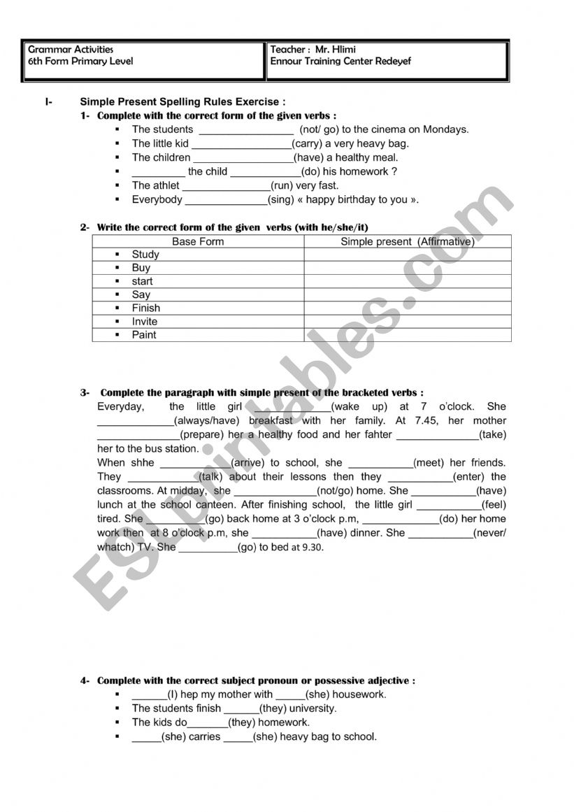 Simple Present Tense  worksheet