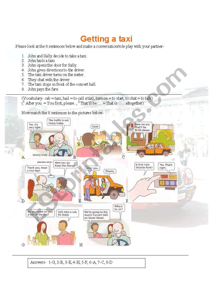 Getting a taxi role play and conversation maker (001)