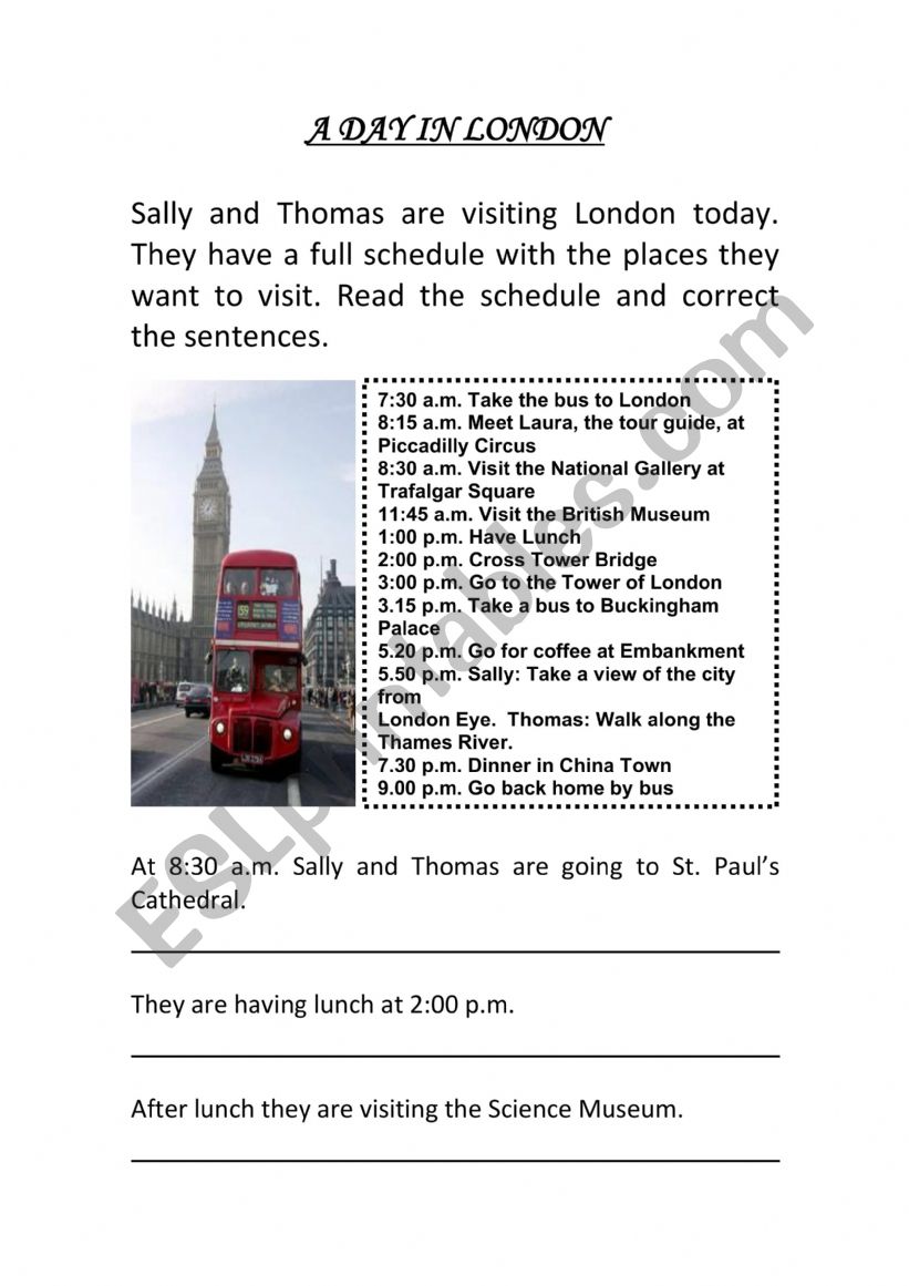 A day in London worksheet