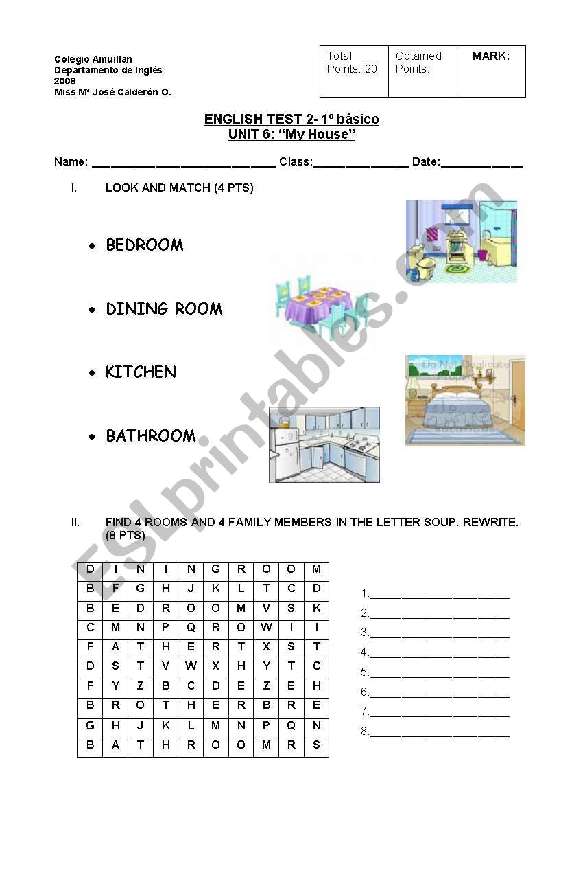 ROOMS OF THE HOUSE worksheet