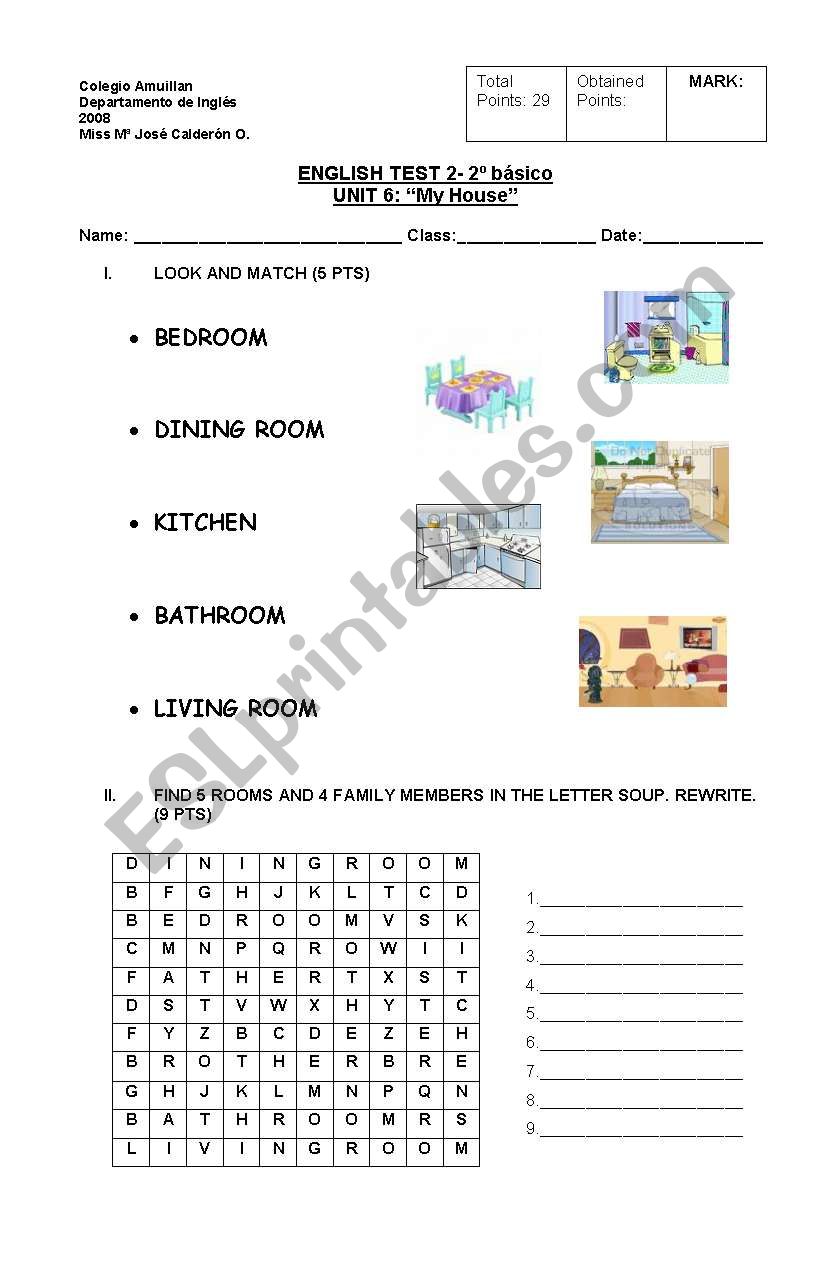 ROOMS OF THE HOUSE worksheet