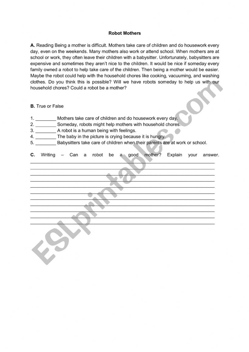 Robot Mothers  worksheet