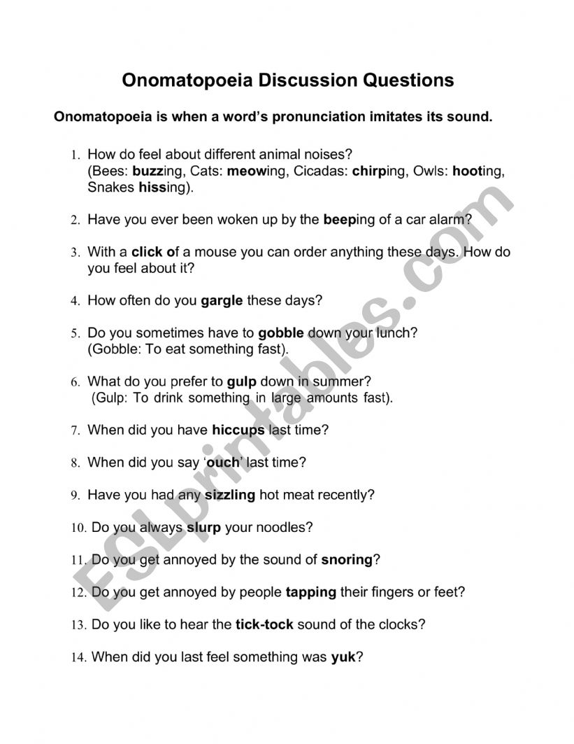 Onomatopoeia Discussion Questions