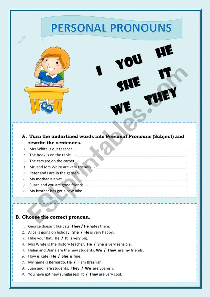 PERSONAL PRONOUNS worksheet