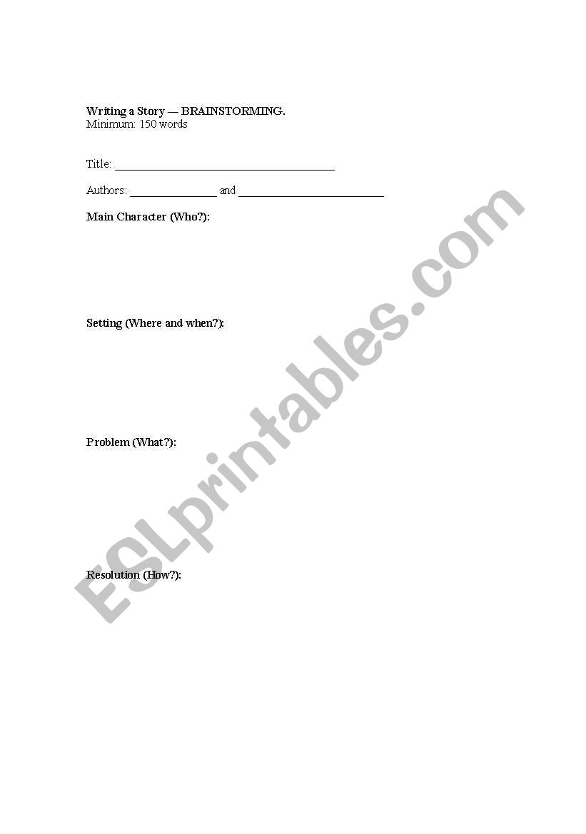 Story writing worksheet worksheet