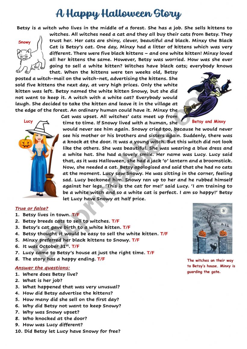 Happy Halloween Story worksheet