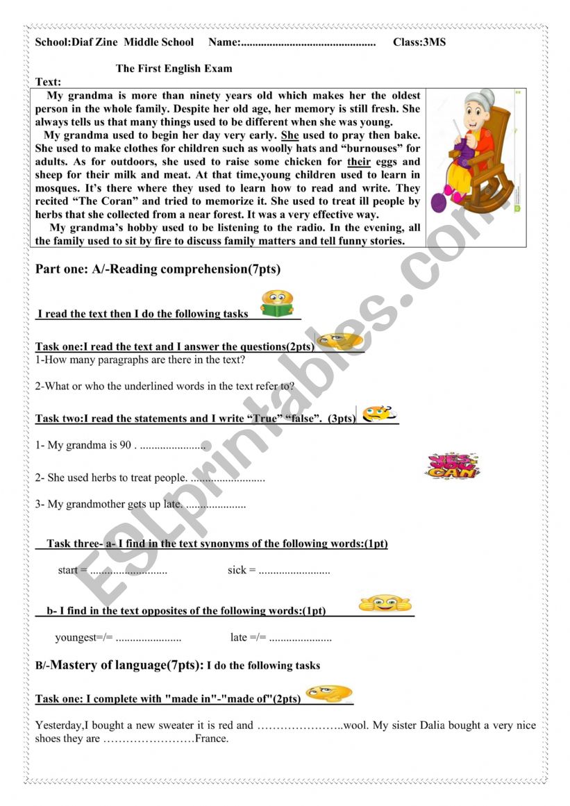 3MS Exam 1 worksheet