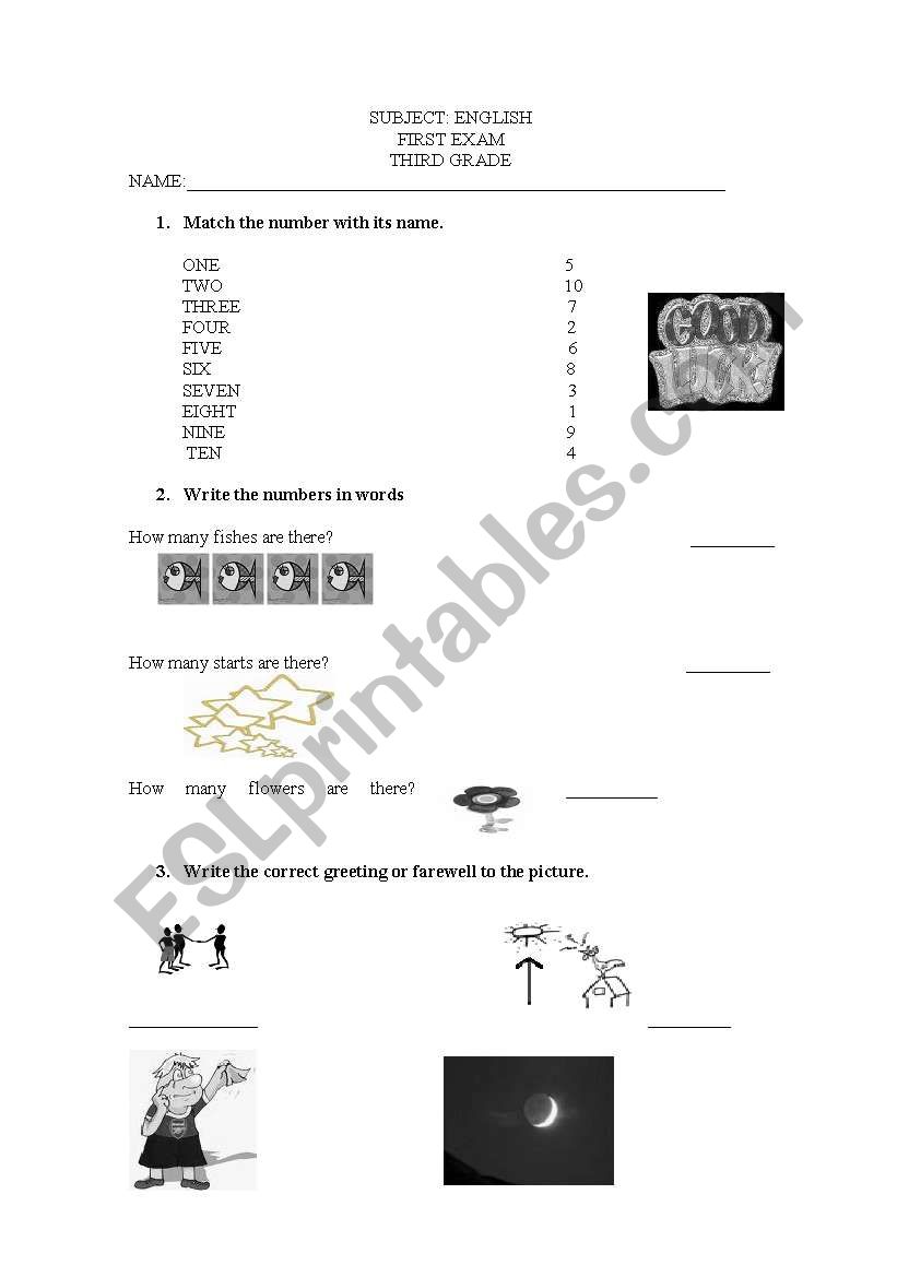 numbers and greetings and farewells quiz