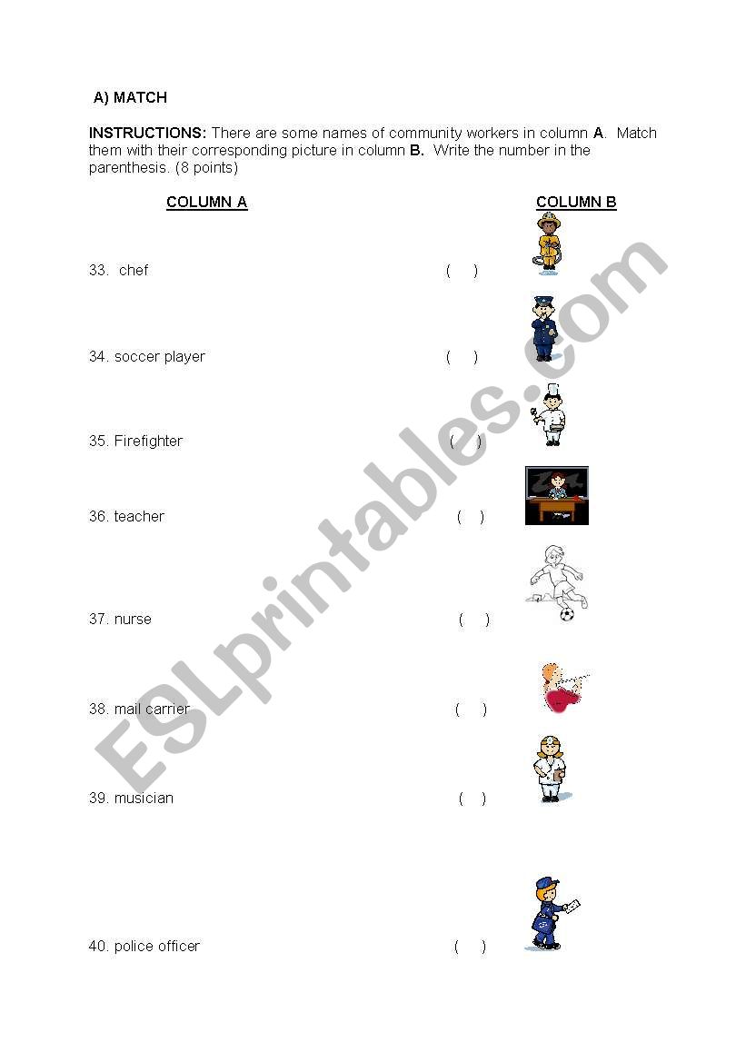 OCCUPATIONS  worksheet