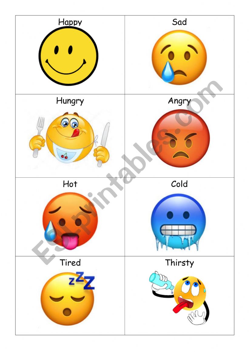 Emotions emoji Flashcards and worksheets