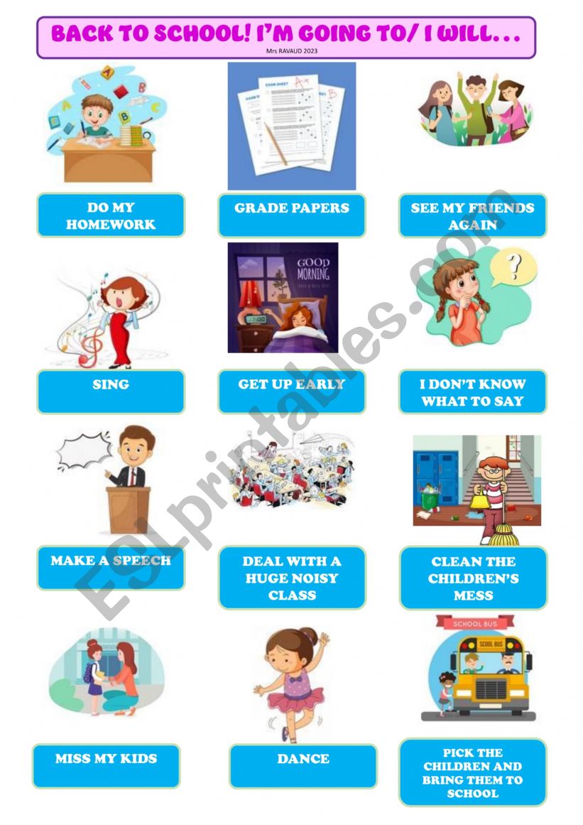 BACK TO SCHOOL ACTIVITIES AND VOCABULARY