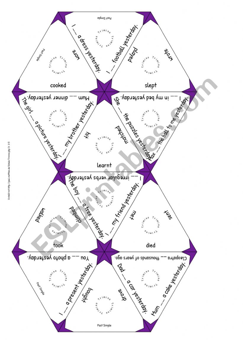 Past simple - trimino worksheet