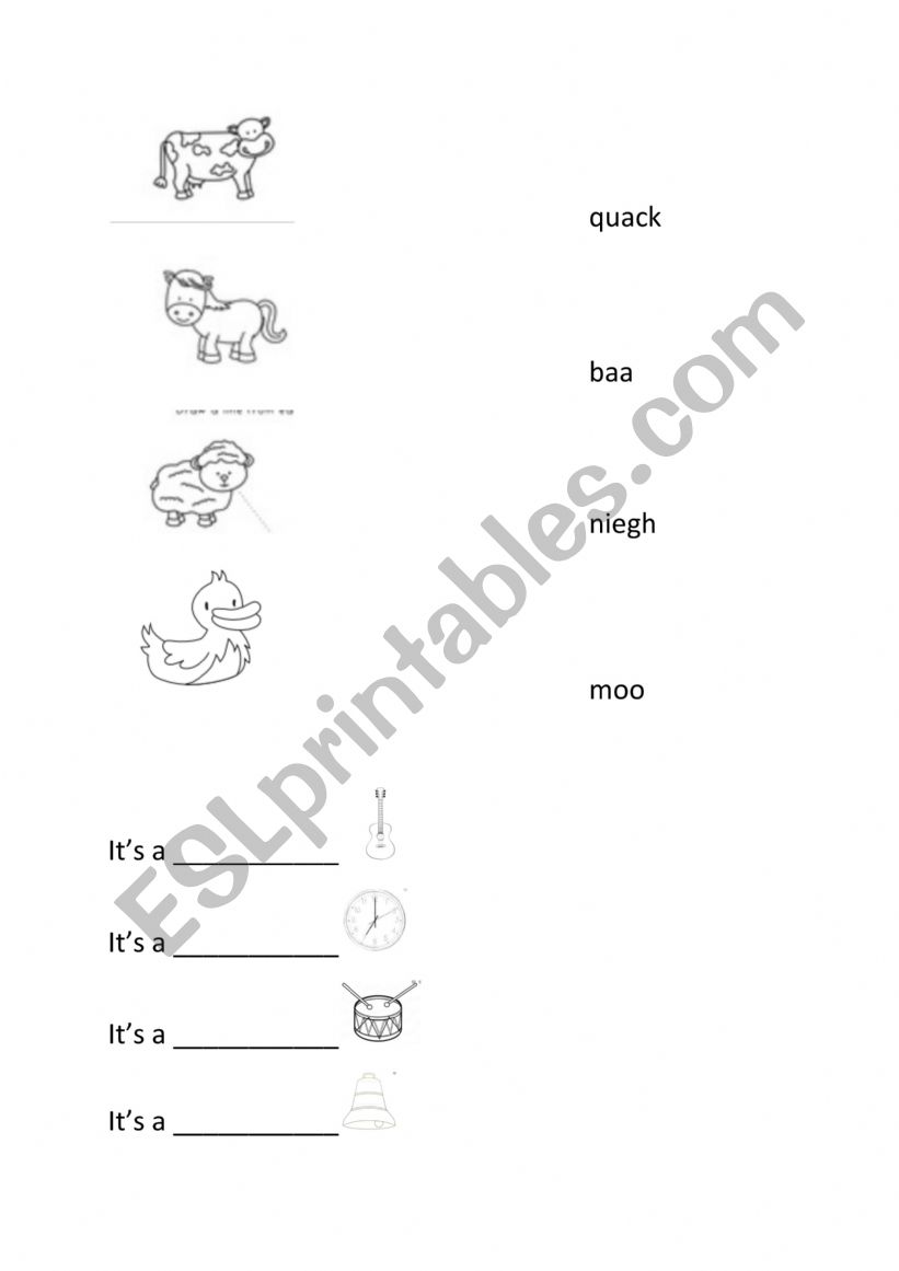 animal sounds and instruments worksheet