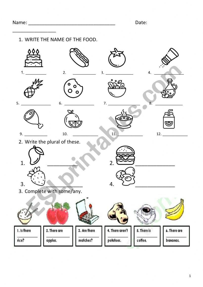 Food worksheet