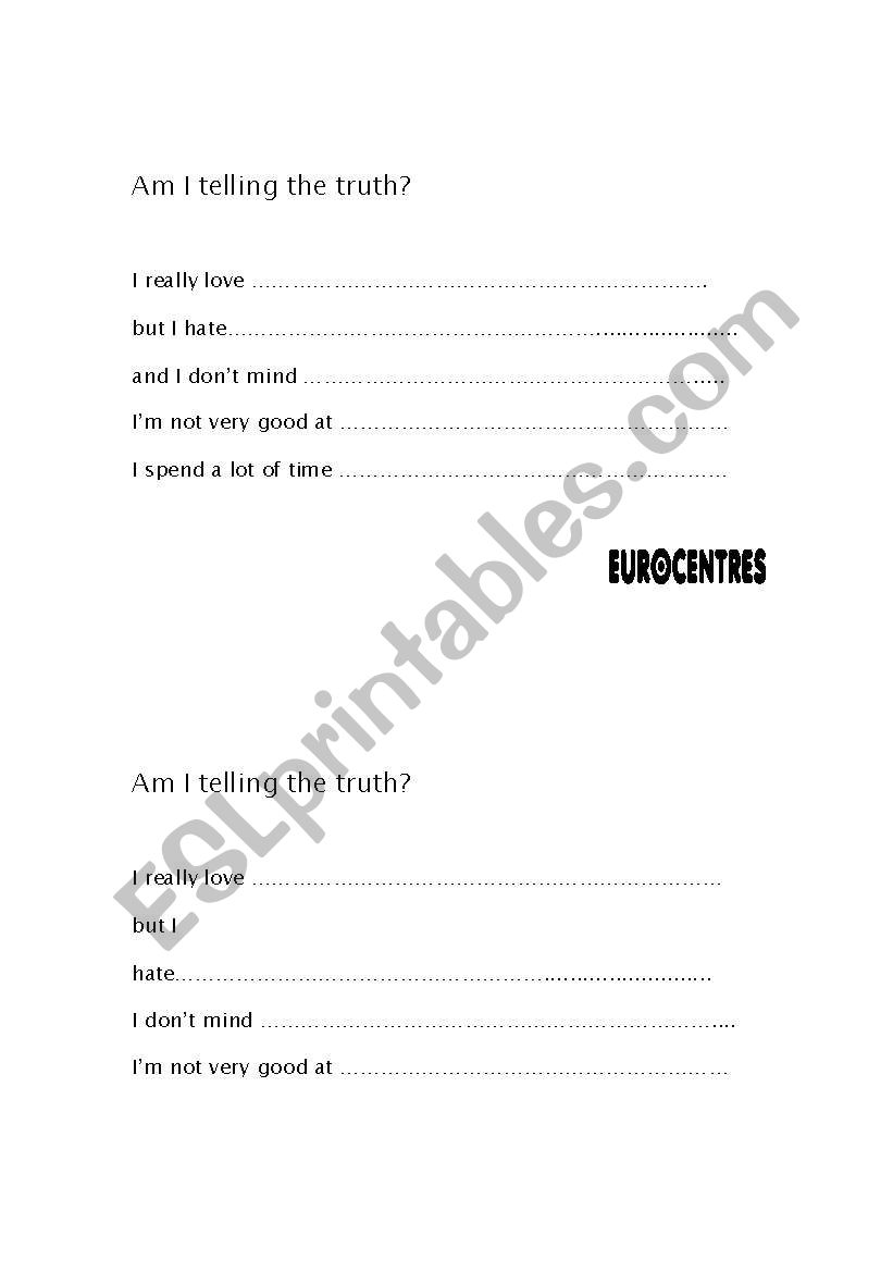 Gerund / Infinitive practice worksheet