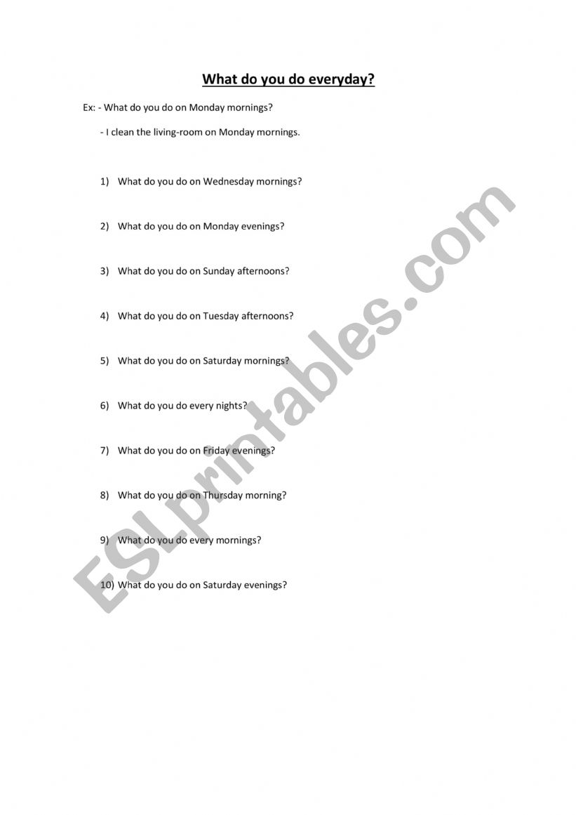 What do you do everyday? worksheet