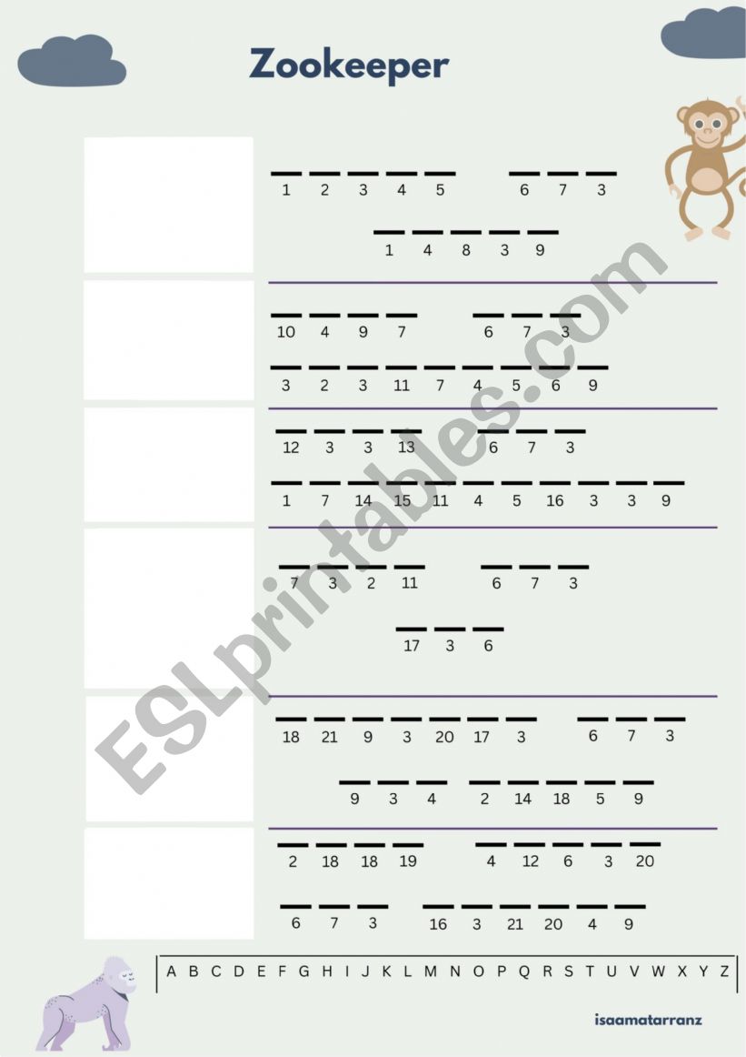 Zookeeper worksheet