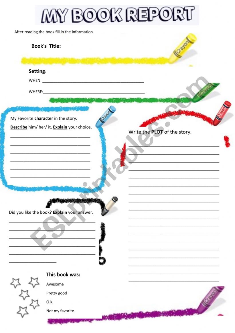 Book Report Template worksheet